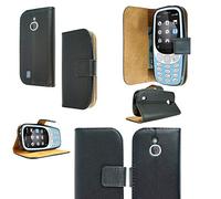 PIXFAB For Nokia 3310 3G / 4G - Premium Black Book Leather Flip Wallet Phone Case Cover