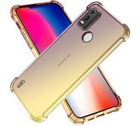 PIXFAB For Nokia C2 2nd Edition Clear Case, Shockproof [Ultra Slim] Scratch Resistant Gel Rubber Silicone [Protective Case] Gradient Phone Cover For Nokia C2 2nd Edition - Black Gold