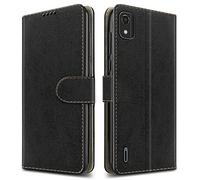 PIXFAB For Nokia C2 2nd Edition Leather Phone Case, Magnetic Closure Full Protection Book Folio Design, Wallet Case Cover [Card Slots] and [Kickstand] For Nokia C2 2nd Edition - Black