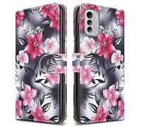 PIXFAB For Nokia G60 5G Leather Phone Case, Magnetic Closure Full Protection Book Folio Design, Wallet Case Cover [Card Slots] and [Kickstand] For Nokia G60 5G - Flower