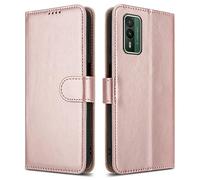 PIXFAB For Nokia XR21 Leather Phone Case, Magnetic Closure Full Protection Book Folio Design, Wallet Case Cover [Card Slots] and [Kickstand] For Nokia XR21 - Rose Gold