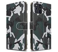 PIXFAB For Oppo Find X3 Pro 5G Leather Phone Case, Magnetic Closure Full Protection Book Folio Design, Wallet Case Cover [Card Slots] and [Kickstand] For Oppo Find X3 Pro (5G) - Camouflage