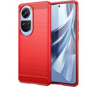 PIXFAB For Oppo Reno 10 5G Case, [Slim Fit] Shockproof Brushed Carbon Fibre [Protective Case] Cover, Gel Rubber Phone Case For Oppo Reno 10 5G - Red