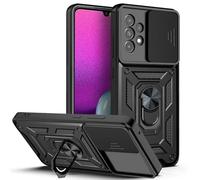 PIXFAB For Samsung Galaxy A23 (5G) Case, Shockproof Case with Camera Lens Protection, Protective Ring Armour Phone Cover [Kickstand], Dual Layer Shock Absorption, Phone Case - Black