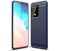 PIXFAB For Samsung Galaxy S20 Ultra (6.9") Case, [Slim Fit] Shockproof Brushed Carbon Fibre [Protective Case] Cover, Silicone Gel Rubber Phone Case For Samsung Galaxy S20 Ultra - Blue