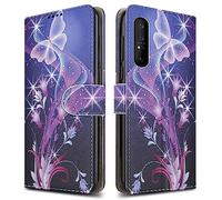 PIXFAB For Sony Xperia 1 V Leather Phone Case, Magnetic Closure Full Protection Book Folio Design, Wallet Case Cover [Card Slots] and [Kickstand] For Sony Xperia 1 V - Butterfly