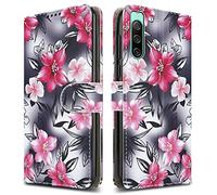 PIXFAB For Sony Xperia 10 IV 5G Leather Phone Case, Magnetic Closure Full Protection Book Folio Design, Wallet Case Cover [Card Slots] and [Kickstand] For Sony Xperia 10 IV 5G - Flower Print