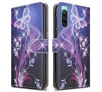 PIXFAB For Sony Xperia 10 IV 5G Leather Phone Case, Magnetic Closure Full Protection Book Folio Design, Wallet Case Cover [Card Slots] and [Kickstand] For Sony Xperia 10 IV 5G - Butterfly Print