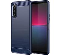 PIXFAB For Sony Xperia 10 V Case, [Slim Fit] Shockproof Brushed Carbon Fibre [Protective Case] Cover, Gel Rubber Phone Case For Sony Xperia 10 V - Blue