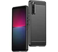 PIXFAB For Sony Xperia 10 V Case, [Slim Fit] Shockproof Brushed Carbon Fibre [Protective Case] Cover, Gel Rubber Phone Case For Sony Xperia 10 V - Black