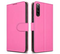PIXFAB For Sony Xperia 10 V Leather Phone Case, Magnetic Closure Full Protection Book Folio Design, Wallet Case Cover [Card Slots] and [Kickstand] For Sony Xperia 10 V - Pink