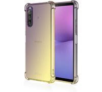 PIXFAB For Sony Xperia 10V Clear Case, Shockproof [Ultra Slim] Scratch Resistant Gel Rubber Silicone [Protective Case] Gradient Phone Cover For Sony Xperia 10 V - Black/Gold