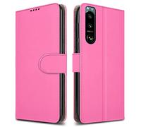 PIXFAB For Sony Xperia 5 III 5G Leather Phone Case, Magnetic Closure Full Protection Book Folio Design, Wallet Case Cover [Card Slots] and [Kickstand] For Sony Xperia 5 III 5G - Pink