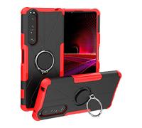 PIXFAB For Sony Xperia 5 IV Case, Shockproof Case, Protective Ring Armour Phone Cover with [Kickstand], Hybrid [Tough] Rugged Armor Protective Phone Case For Sony Xperia 5 (IV) - Red