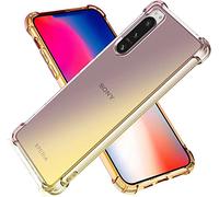 PIXFAB For Sony Xperia 5 IV Clear Case, Shockproof [Ultra Slim] Scratch Resistant Gel Rubber Silicone [Protective Case] Gradient Phone Cover For Sony Xperia 5 IV - Black/Gold