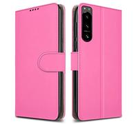 PIXFAB For Sony Xperia 5 IV Leather Phone Case, Magnetic Closure Full Protection Book Folio Design, Wallet Case Cover [Card Slots] and [Kickstand] For Sony Xperia 5 IV- Pink