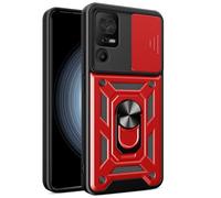 PIXFAB For TCL 40 SE Case, Shockproof Case with Camera Lens Protection, Protective Ring Armour Phone Cover [Kickstand], Dual Layer Shock Absorption, Phone Case For TCL 40 SE - Red