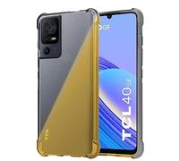 PIXFAB For TCL 40 SE Clear Case, Shockproof [Ultra Slim] Scratch Resistant Gel Rubber Silicone [Protective Case] Gradient Phone Cover For TCL 40 SE - Black/Gold