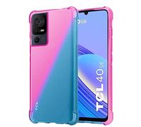 PIXFAB For TCL 40 SE Clear Case, Shockproof [Ultra Slim] Scratch Resistant Gel Rubber Silicone [Protective Case] Gradient Phone Cover For TCL 40 SE - Pink/Green