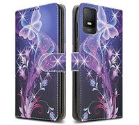 PIXFAB For TCL 403 Leather Phone Case, Magnetic Closure Full Protection Book Folio Design, Wallet Case Cover [Card Slots] and [Kickstand] For TCL 403 - Butterfly