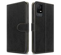 PIXFAB For TCL 405/406 / 408 Leather Phone Case, Magnetic Closure Full Protection Book Folio Design, Wallet Case Cover [Card Slots] and [Kickstand] For TCL 405/406 / 408 - Black