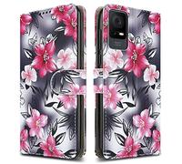 PIXFAB For TCL 405/406 / 408 Leather Phone Case, Magnetic Closure Full Protection Book Folio Design, Wallet Case Cover [Card Slots] and [Kickstand] For TCL 405/406 / 408 - Flower