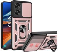 PIXFAB for TCL 50 SE Case, Shockproof Case with Camera Lens Protection, Protective Ring Armour Phone Cover [Kickstand], Dual Layer Shock Absorption Phone Case - Rose Gold