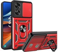 PIXFAB for TCL 50 SE Case, Shockproof Case with Camera Lens Protection, Protective Ring Armour Phone Cover [Kickstand], Dual Layer Shock Absorption Phone Case - Red
