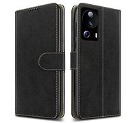 PIXFAB For Xiaomi 13 Lite (5G) Leather Phone Case, Magnetic Closure Full Protection Book Folio Design, Wallet Case Cover [Card Slots] and [Kickstand] For Xiaomi 13 Lite (5G) - Black
