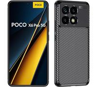 PIXFAB for Xiaomi Poco X6 Pro, [Slim Fit] Stylish Brushed Shockproof Carbon Fibre [Protective Case] Cover, Gel Rubber Phone Case Cover for Xiaomi Poco X6 Pro -Black