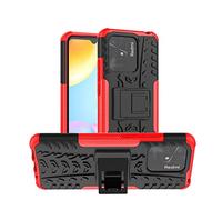 PIXFAB For Xiaomi Redmi 10C Case, Shockproof Case, Hybrid [Tough] Rugged Armor Protective Cover, Phone Case Cover With Built-in [Kickstand] For Xiaomi Redmi 10C - Red