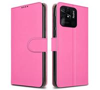 PIXFAB For Xiaomi Redmi 10C Leather Phone Case, Magnetic Closure Full Protection Book Folio Design, Wallet Case Cover [Card Slots] and [Kickstand] For Xiaomi Redmi 10C (6.71") - Pink