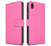 PIXFAB For Xiaomi Redmi 9AT / Redmi 9A Leather Phone Case, Magnetic Closure Full Protection Book Folio Design, Wallet Case Cover [Card Slots] and [Kickstand] For Xiaomi Redmi 9AT (6.53") - Pink