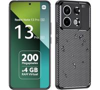 PIXFAB for Xiaomi Redmi Note 13 Pro (5G), [Slim Fit] Stylish Brushed Shockproof Carbon Fibre [Protective Case] Cover, Gel Rubber Phone Case Cover for Xiaomi Redmi Note 13 Pro - Black