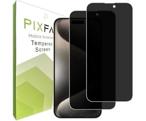 PIXFAB Privacy Tempered Glass Screen Protector for iPhone 16 Pro Max, [Anti Spy] Clear Full Screen 9H Hardness, [Durable] [Shatter Proof] And Scratch Resistant Screen Glass - [Pack of 2]