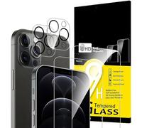 PIXFAB Screen Protector for iPhone 12 Pro Max Tempered Glass + Camera Lens Protector, [4 in 1], 9H Anti Scratch and Anti Shatter Film, [Case Friendly] HD Clear Premium, [2 Pack each]