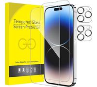 PIXFAB Screen Protector for iPhone 14 Pro Max Tempered Glass + Camera Lens Protector, [4 in 1], 9H Anti Scratch and Anti Shatter Film, [Case Friendly] HD Clear Premium, [2 Pack each]