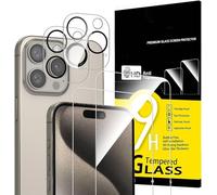PIXFAB Screen Protector for iPhone 15 Pro Max Tempered Glass + Camera Lens Protector, [4 in 1], 9H Anti Scratch and Anti Shatter Film, [Case Friendly] HD Clear Premium, [2 Pack each]