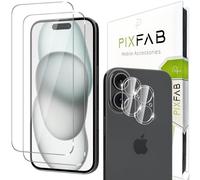 PIXFAB Screen Protector for iPhone 16 Plus Tempered Glass + Camera Lens Protector, [4 in 1], 9H Anti Scratch and Anti Shatter Film, [Case Friendly] HD Clear Premium, [2 Pack each]
