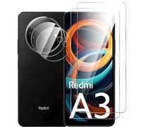 PIXFAB Screen Protector for Xiaomi Redmi A3 2024 Tempered Glass + Camera Lens Protector, [4 in 1], 9H Anti Scratch and Anti Shatter Film, [Case Friendly] HD Clear Premium, [2 Pack each]