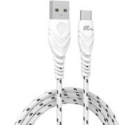 PIXFAB USB C Fast Charging Cable For Motorola G04, [Type C] Fast Charging [Strong] Cable [Nylon Braided], USB A - Type C Phone Charger Cable Lead [1 Metre] - White