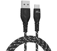 PIXFAB USB C Fast Charging Cable For TCL 40 NxtPaper 4G, [Type C] Fast Charging [Strong] Cable [Nylon Braided], USB A - Type C Phone Charger Cable Lead [1 Metre] - Black