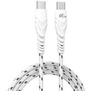 PIXFAB USB C - USB C Fast Charging Cable For Motorola EDGE 20 Pro, [Type C] Fast Charging [Strong] Cable [Nylon Braided], USB C - Type C Phone Charger Cable Lead [2 Metre] - White