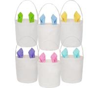 PIXHOTUL 6 Pack Easter Baskets, Easter Bunny Bags Rabbit Ears Jute Tote Bags for Kids Eggs Hunting, Candy and Gifts Carry Bucket Easter Party Supplies