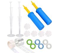 PIXHOTUL Balloon Decor Kit, 2 Manual Pumps, 2 Stands, 5 Flower Clips, 2 Chains, 100 Glue Dots, 6 Ribbons (Random Color), Perfect for Birthdays, Weddings, Parties, Unisex-Adults & Kids