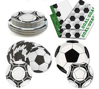 PIXHOTUL Football Party Decoration Kits, Includes 40 Set Dinner and Dessert Plates, 40 Pcs Football Napkins, 2 Pcs 130 x 220cm Tablecovers for Football Themed Party, Serves 40 Guests