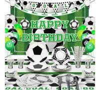 PIXHOTUL Football Party Supplies Sports Theme Party Pack Including Plates, Cups, Napkins, Tablecloth, Banner, and Balloons Serves 20