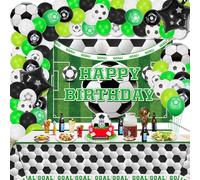 PIXHOTUL Football Theme Party Pack: Backdrop, Balloons Arch, Tablecloth, 80 Balloons for Kids Football Themed Birthday Party Decorations