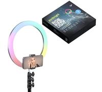 Pixibright RGB Ring Light 12" - 1.6m Tripod Stand, Phone Mount, 2m USB Cable, Bluetooth Remote, and 1200 Lumens for Perfect Lighting - Ideal for Vlogging, Streaming, and Photography