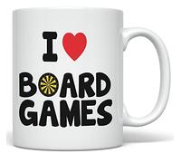 PixiDoodle I Love Board Games - Heart Gamer Nerd or Geek Coffee Mug (11 oz, White)
